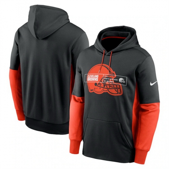 Men Cleveland Browns Black Color Block Fleece Performance Pullover Hoodie Men Cleveland Browns Black Color Block Fleece Performance Pullover Hoodie