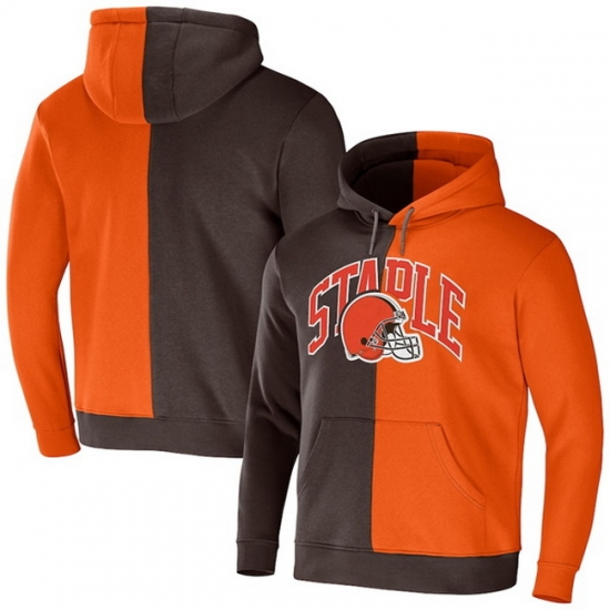 Men Cleveland Browns Brown Orange Split Logo Pullover Hoodie Men Cleveland Browns Brown Orange Split Logo Pullover Hoodie
