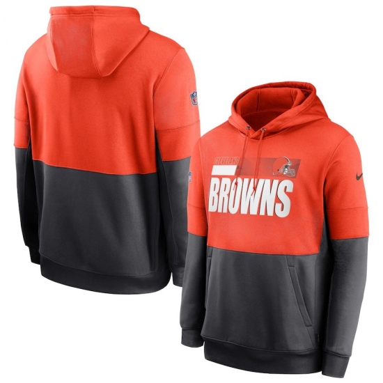 Men Cleveland Browns Nike Sideline Impact Lockup Performance Pullover Hoodie Orange Charcoal Men Cleveland Browns Nike Sideline Impact Lockup Performance Pullover Hoodie Orange Charcoal