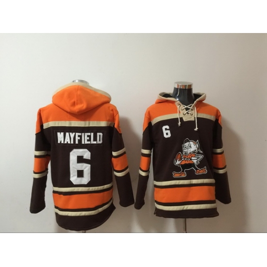 Men Nike Cleveland Browns Baker Mayfield 6 NFL Winter Thick Hoodie Brown Men Nike Cleveland Browns Baker Mayfield 6 NFL Winter Thick Hoodie Brown