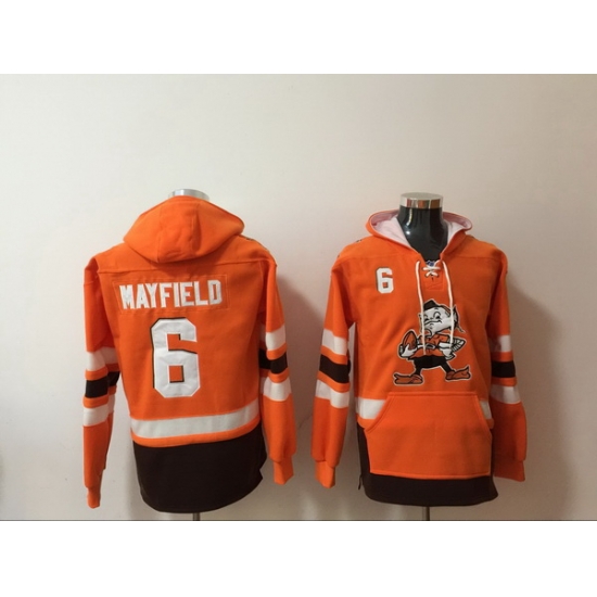 Men Nike Cleveland Browns Baker Mayfield 6 NFL Winter Thick Hoodie Orange Men Nike Cleveland Browns Baker Mayfield 6 NFL Winter Thick Hoodie Orange