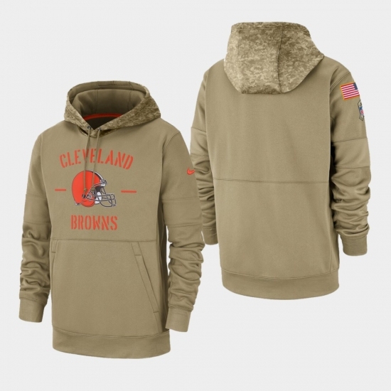 Mens Cleveland Browns Tan 2019 Salute to Service Sideline Therma Pullover Hoodie Mens Cleveland Browns Tan 2019 Salute to Service Sideline Therma Pullover Hoodie