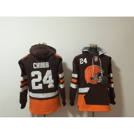 NFL Men Cleveland Browns 24 Nick Chubb Stitched Hoodie NFL Men Cleveland Browns 24 Nick Chubb Stitched Hoodie