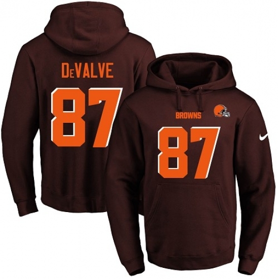 NFL Mens Nike Cleveland Browns 87 Seth DeValve Brown Name Number Pullover Hoodie NFL Mens Nike Cleveland Browns 87 Seth DeValve Brown Name Number Pullover Hoodie