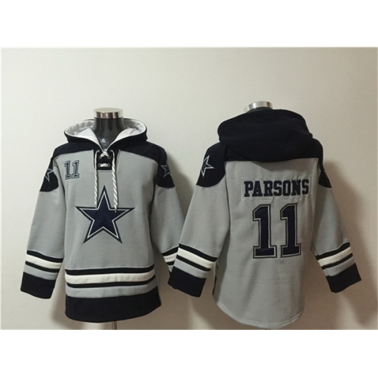 Men Dallas Cowboys 11 Micah Parsons Grey Ageless Must Have Lace Up Pullover Hoodie Men Dallas Cowboys 11 Micah Parsons Grey Ageless Must Have Lace Up Pullover Hoodie