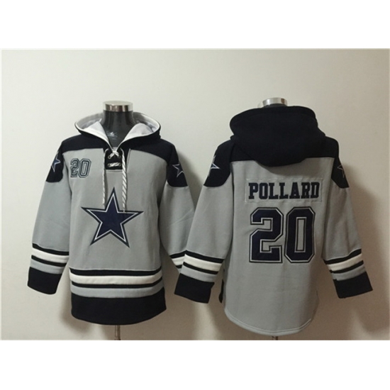 Men Dallas Cowboys 20 Tony Pollard Grey Ageless Must Have Lace Up Pullover Hoodie Men Dallas Cowboys 20 Tony Pollard Grey Ageless Must Have Lace Up Pullover Hoodie