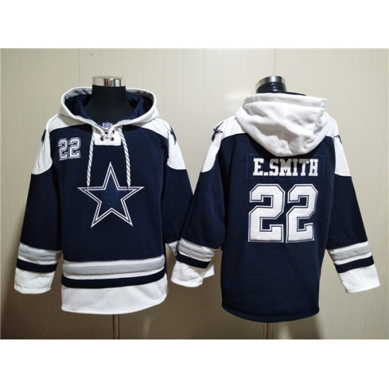 Men Dallas Cowboys 22 Emmitt Smith Navy Ageless Must Have Lace Up Pullover Hoodie Men Dallas Cowboys 22 Emmitt Smith Navy Ageless Must Have Lace Up Pullover Hoodie
