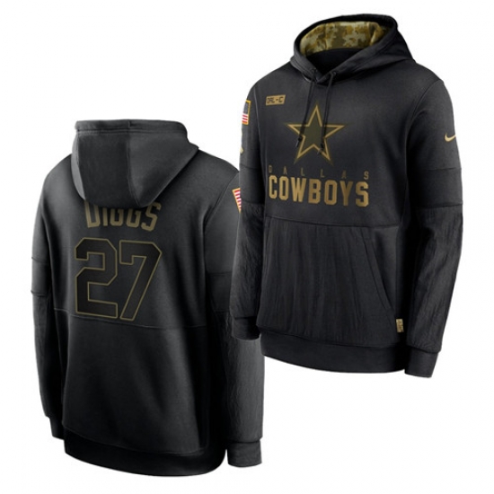 Men Dallas Cowboys 27 Trevon Diggs 2020 Salute To Service Black Sideline Performance Pullover Hoodie Men Dallas Cowboys 27 Trevon Diggs 2020 Salute To Service Black Sideline Performance Pullover Hoodie