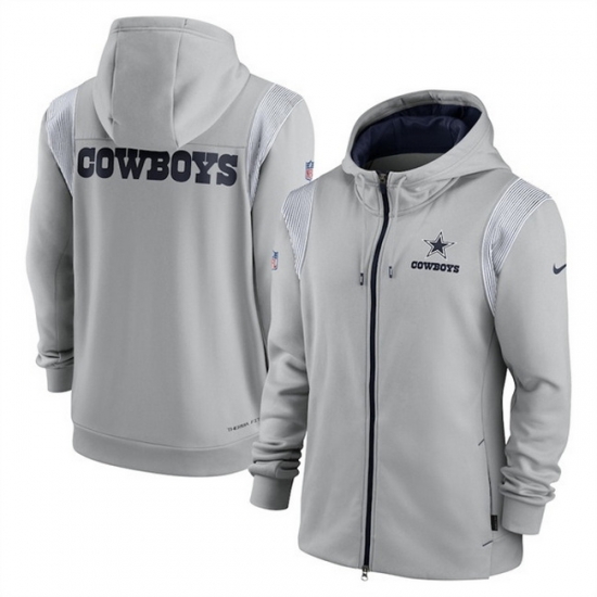 Men Dallas Cowboys Grey Zipper Hoodie Men Dallas Cowboys Grey Zipper Hoodie
