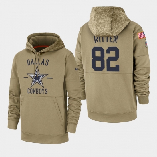 Mens Dallas Cowboys 82 Jason Witten 2019 Salute to Service Sideline Therma Pullover Hoodie Tan Mens Dallas Cowboys 82 Jason Witten 2019 Salute to Service Sideline Therma Pullover Hoodie Tan