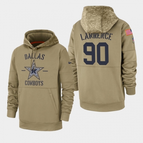Mens Dallas Cowboys 90 Demarcus Lawrence 2019 Salute to Service Sideline Therma Pullover Hoodie Tan Mens Dallas Cowboys 90 Demarcus Lawrence 2019 Salute to Service Sideline Therma Pullover Hoodie Tan