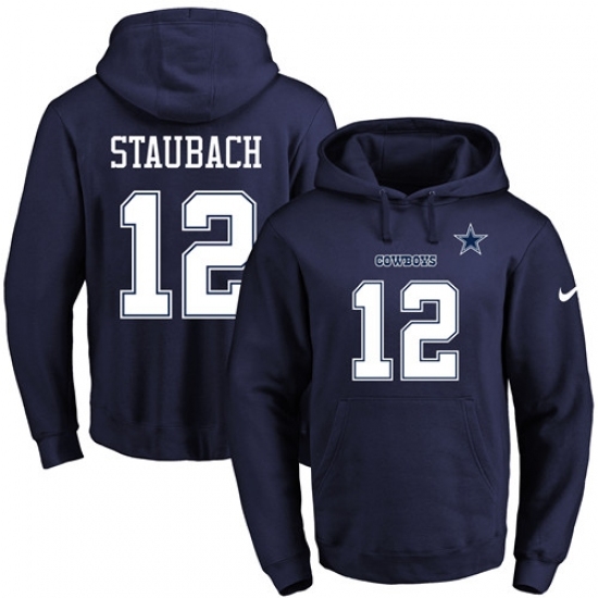 NFL Mens Nike Dallas Cowboys 12 Roger Staubach Navy Blue Name Number Pullover Hoodie NFL Mens Nike Dallas Cowboys 12 Roger Staubach Navy Blue Name Number Pullover Hoodie
