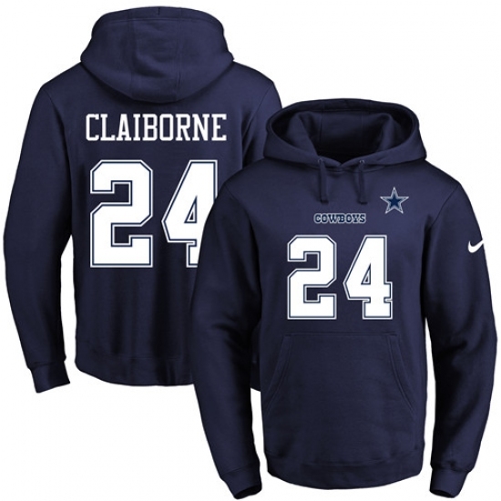 NFL Mens Nike Dallas Cowboys 24 Morris Claiborne Navy Blue Name Number Pullover Hoodie NFL Mens Nike Dallas Cowboys 24 Morris Claiborne Navy Blue Name Number Pullover Hoodie