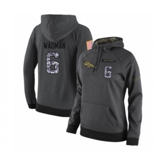 Football Womens Denver Broncos 6 Colby Wadman Stitched Black Anthracite Salute to Service Player Performance Hoodie Football Womens Denver Broncos 6 Colby Wadman Stitched Black Anthracite Salute to Service Player Performance Hoodie