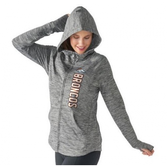 NFL Denver Broncos G III 4Her by Carl Banks Womens Recovery Full Zip Hoodie Heathered Gray NFL Denver Broncos G III 4Her by Carl Banks Womens Recovery Full Zip Hoodie Heathered Gray