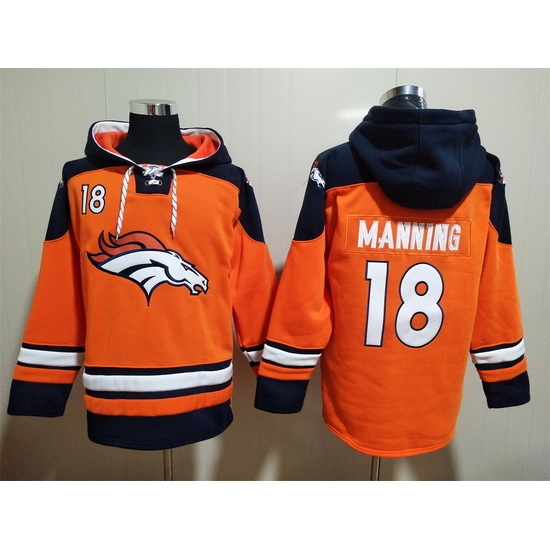 Men Denver Broncos 18 Peyton Manning Stitched Hoodie Men Denver Broncos 18 Peyton Manning Stitched Hoodie