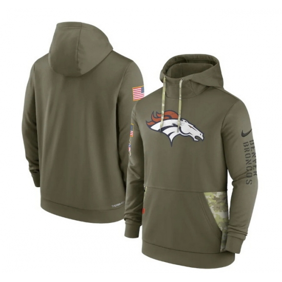 Men Denver Broncos 2022 Olive Salute To Service Therma Performance Pullover Hoodie Men Denver Broncos 2022 Olive Salute To Service Therma Performance Pullover Hoodie