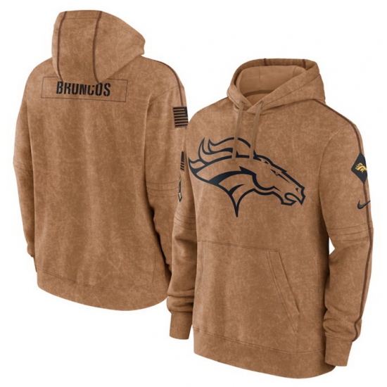 Men Denver Broncos 2023 Brown Salute To Service Pullover Hoodie Men Denver Broncos 2023 Brown Salute To Service Pullover Hoodie