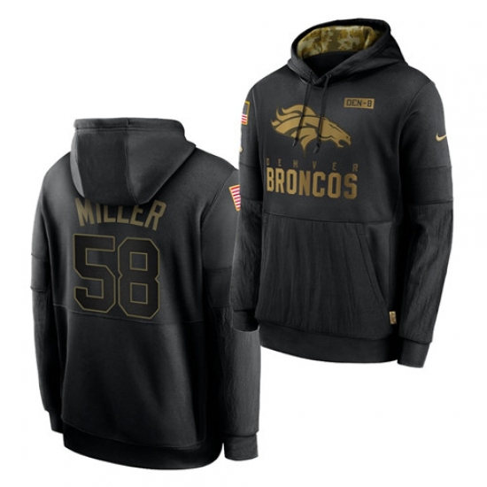 Men Denver Broncos 58 Von Miller 2020 Salute To Service Black Sideline Performance Pullover Hoodie Men Denver Broncos 58 Von Miller 2020 Salute To Service Black Sideline Performance Pullover Hoodie