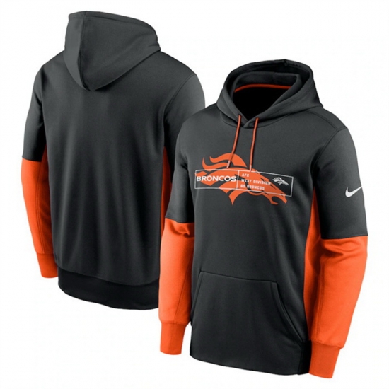 Men Denver Broncos Black Color Block Fleece Performance Pullover Hoodie Men Denver Broncos Black Color Block Fleece Performance Pullover Hoodie