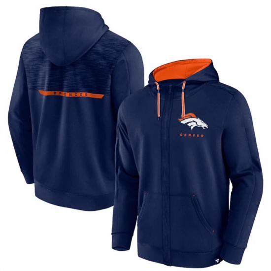 Men Denver Broncos Navy Defender Evo Full Zip Hoodie Men Denver Broncos Navy Defender Evo Full Zip Hoodie