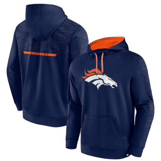 Men Denver Broncos Navy Defender Evo Pullover Hoodie