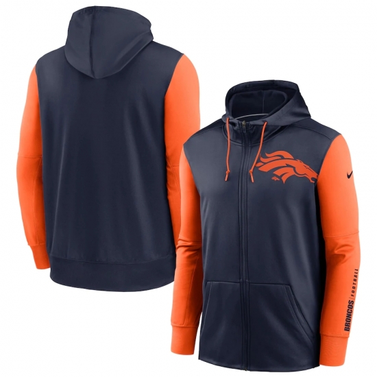 Men Denver Broncos Navy Orange Fan Gear Mascot Performance Full Zip Hoodie Men Denver Broncos Navy Orange Fan Gear Mascot Performance Full Zip Hoodie