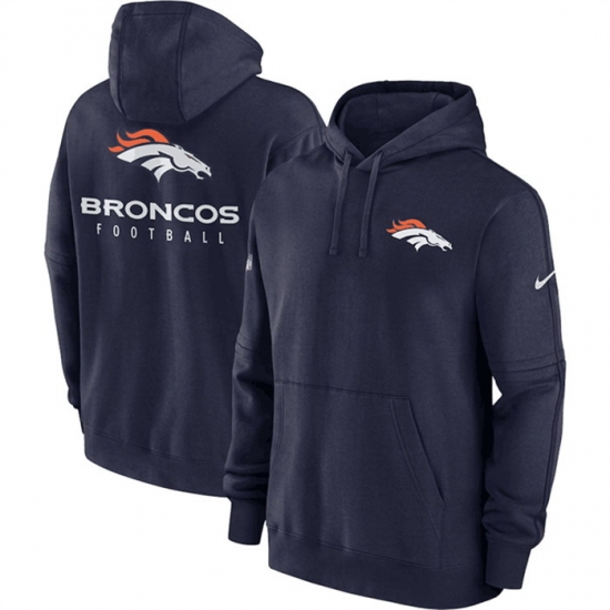 Men Denver Broncos Navy Sideline Club Fleece Pullover Hoodie Men Denver Broncos Navy Sideline Club Fleece Pullover Hoodie