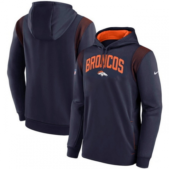 Men Denver Broncos Navy Sideline Stack Performance Pullover Hoodie 002 Men Denver Broncos Navy Sideline Stack Performance Pullover Hoodie 002