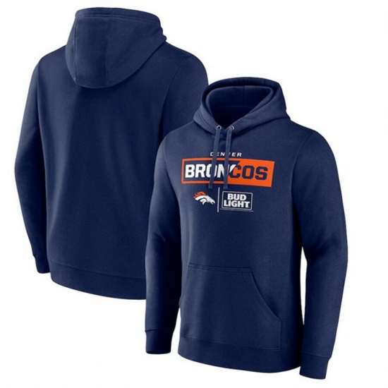 Men Denver Broncos Navy X Bud Light Pullover Hoodie Men Denver Broncos Navy X Bud Light Pullover Hoodie