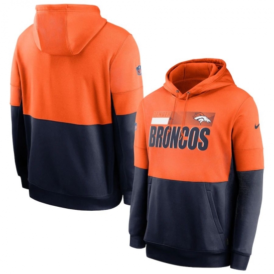 Men Denver Broncos Nike Sideline Impact Lockup Performance Pullover Hoodie Orange Navy Men Denver Broncos Nike Sideline Impact Lockup Performance Pullover Hoodie Orange Navy