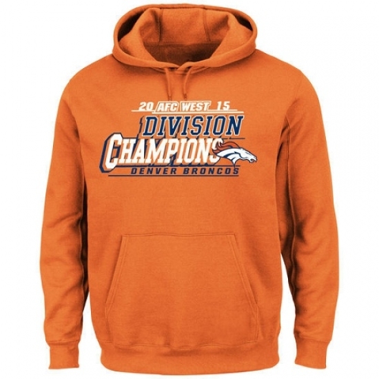 Mens NFL Denver Broncos Majestic Orange 2015 AFC West Division Champions Pullover Hoodie Mens NFL Denver Broncos Majestic Orange 2015 AFC West Division Champions Pullover Hoodie