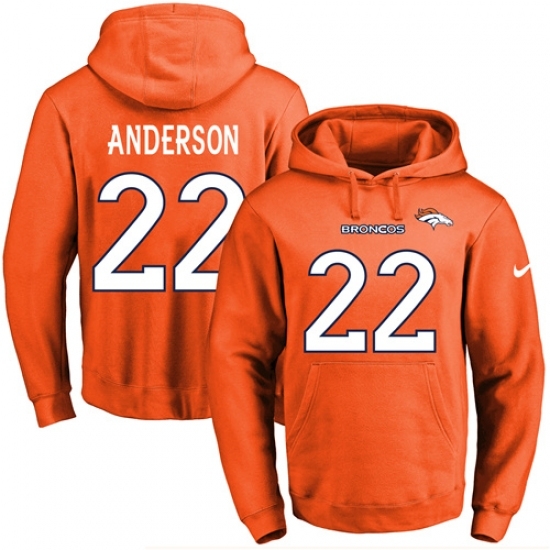 NFL Mens Nike Denver Broncos 22 CJ Anderson Orange Name Number Pullover Hoodie NFL Mens Nike Denver Broncos 22 CJ Anderson Orange Name Number Pullover Hoodie