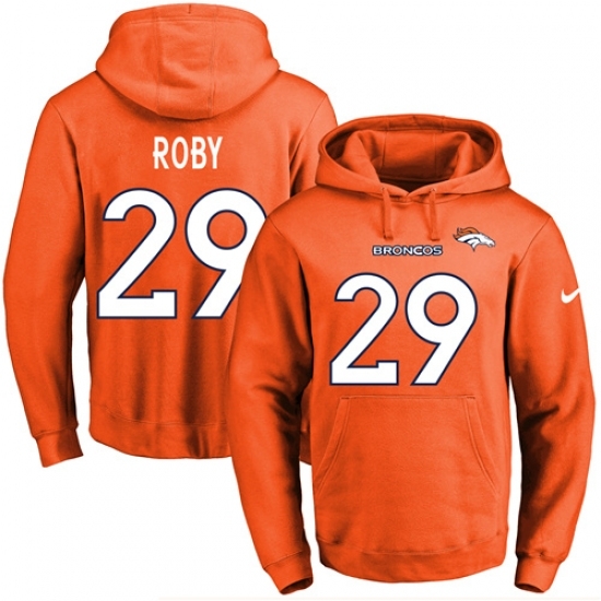 NFL Mens Nike Denver Broncos 29 Bradley Roby Orange Name Number Pullover Hoodie NFL Mens Nike Denver Broncos 29 Bradley Roby Orange Name Number Pullover Hoodie