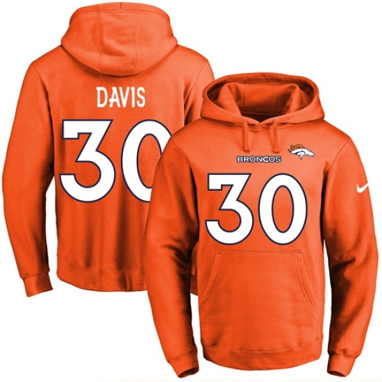 NFL Mens Nike Denver Broncos 30 Terrell Davis Orange Name Number Pullover Hoodie NFL Mens Nike Denver Broncos 30 Terrell Davis Orange Name Number Pullover Hoodie