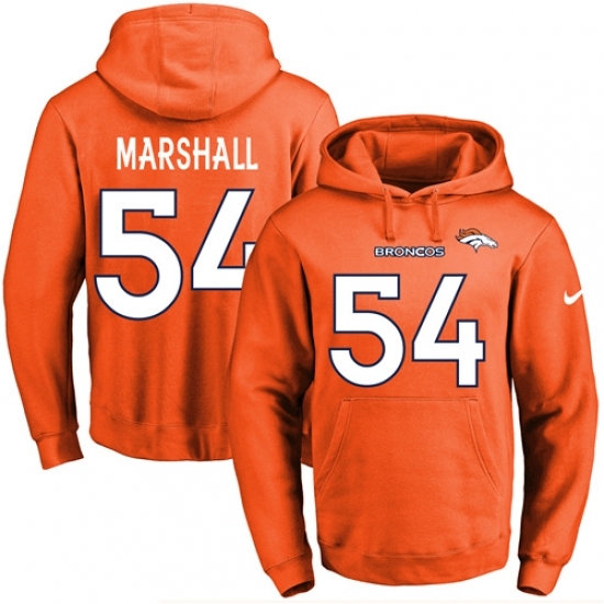 NFL Mens Nike Denver Broncos 54 Brandon Marshall Orange Name Number Pullover Hoodie NFL Mens Nike Denver Broncos 54 Brandon Marshall Orange Name Number Pullover Hoodie