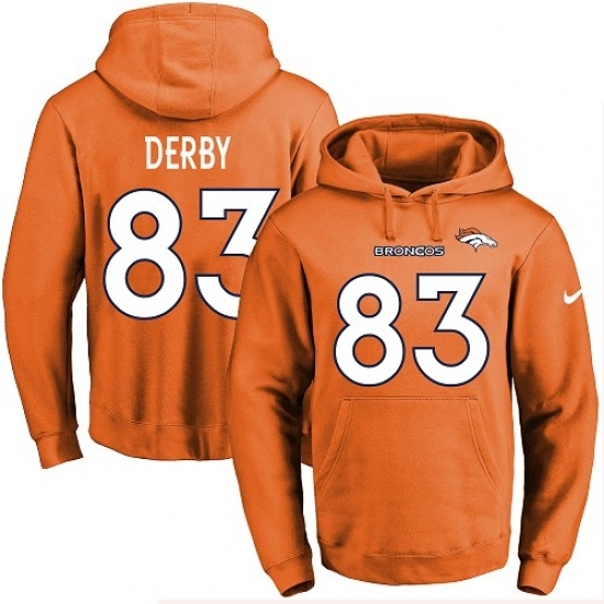 NFL Mens Nike Denver Broncos 83 AJ Derby Orange Name Number Pullover Hoodie NFL Mens Nike Denver Broncos 83 AJ Derby Orange Name Number Pullover Hoodie