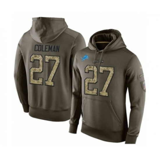 Football Mens Detroit Lions 27 Justin Coleman Green Salute To Service Pullover Hoodie Football Mens Detroit Lions 27 Justin Coleman Green Salute To Service Pullover Hoodie
