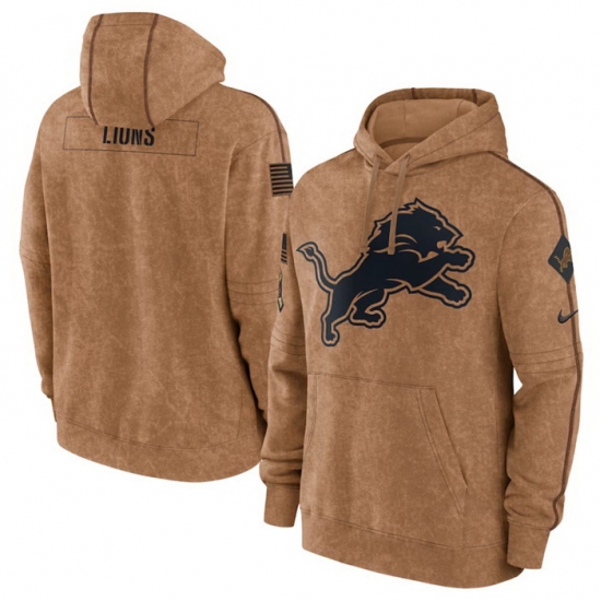 Men Detroit Lions 2023 Brown Salute To Service Pullover Hoodie Men Detroit Lions 2023 Brown Salute To Service Pullover Hoodie