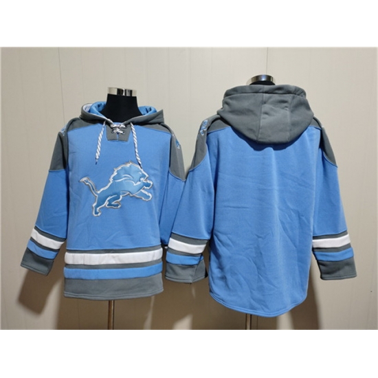 Men Detroit Lions Blank Blue Ageless Must Have Lace Up Pullover Hoodie Men Detroit Lions Blank Blue Ageless Must Have Lace Up Pullover Hoodie