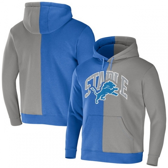 Men Detroit Lions Blue Grey Split Logo Pullover Hoodie Men Detroit Lions Blue Grey Split Logo Pullover Hoodie