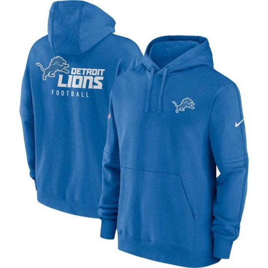 Men Detroit Lions Blue Sideline Club Fleece Pullover Hoodie Men Detroit Lions Blue Sideline Club Fleece Pullover Hoodie