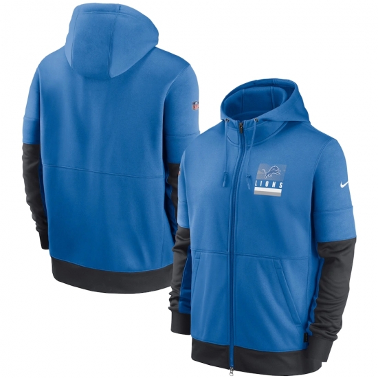 Men Detroit Lions New 2020 Nike Blue Black Fan Gear Mascot Performance Full Zip Hoodie Men Detroit Lions New 2020 Nike Blue Black Fan Gear Mascot Performance Full Zip Hoodie