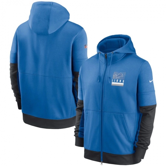 Men Detroit Lions Nike Sideline Impact Lockup Performance Full Zip Hoodie Blue Men Detroit Lions Nike Sideline Impact Lockup Performance Full Zip Hoodie Blue