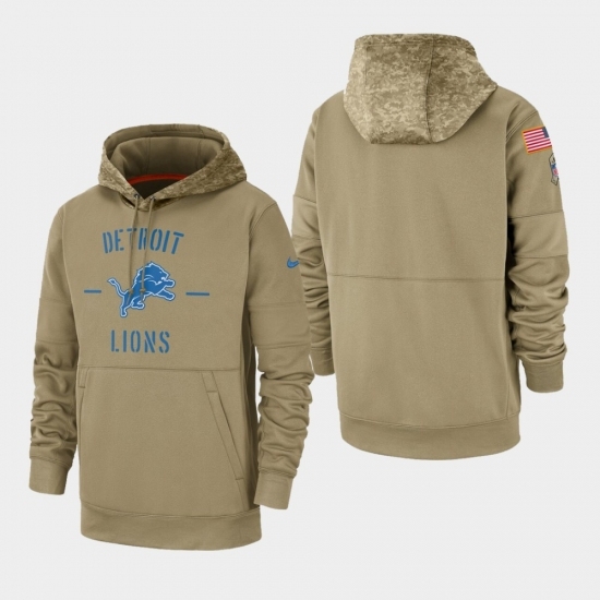 Mens Detroit Lions Tan 2019 Salute to Service Sideline Therma Pullover Hoodie Mens Detroit Lions Tan 2019 Salute to Service Sideline Therma Pullover Hoodie