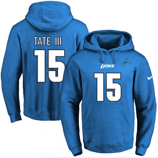 NFL Mens Nike Detroit Lions 15 Golden Tate III Blue Name Number Pullover Hoodie NFL Mens Nike Detroit Lions 15 Golden Tate III Blue Name Number Pullover Hoodie