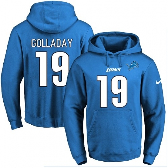 NFL Mens Nike Detroit Lions 19 Kenny Golladay Blue Name Number Pullover Hoodie NFL Mens Nike Detroit Lions 19 Kenny Golladay Blue Name Number Pullover Hoodie
