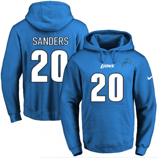 NFL Mens Nike Detroit Lions 20 Barry Sanders Blue Name Number Pullover Hoodie NFL Mens Nike Detroit Lions 20 Barry Sanders Blue Name Number Pullover Hoodie