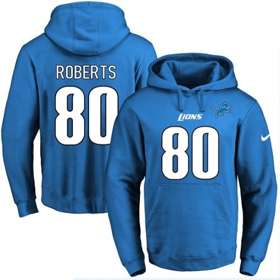 NFL Mens Nike Detroit Lions 80 Michael Roberts Blue Name Number Pullover Hoodie NFL Mens Nike Detroit Lions 80 Michael Roberts Blue Name Number Pullover Hoodie