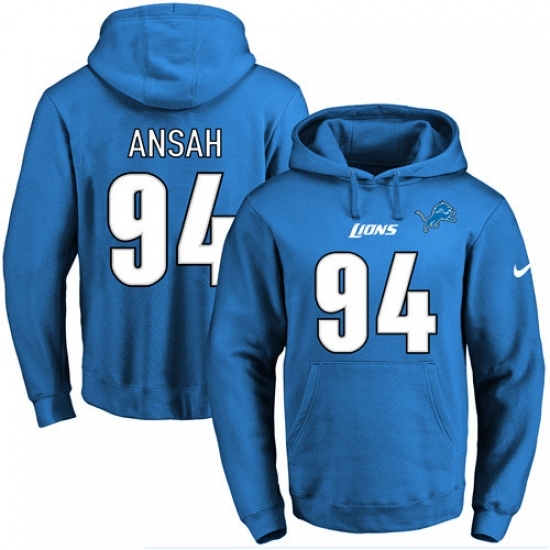 NFL Mens Nike Detroit Lions 94 Ziggy Ansah Blue Name Number Pullover Hoodie NFL Mens Nike Detroit Lions 94 Ziggy Ansah Blue Name Number Pullover Hoodie